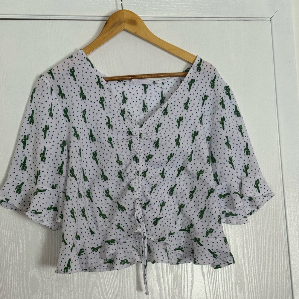 Elodie Size XL Cactus Patterned Crop Top
